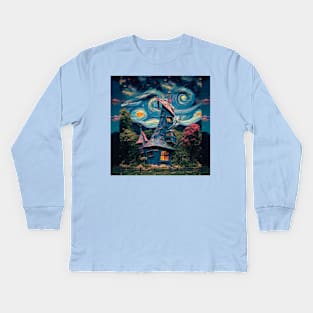 Starry Night Over The Burrow Kids Long Sleeve T-Shirt